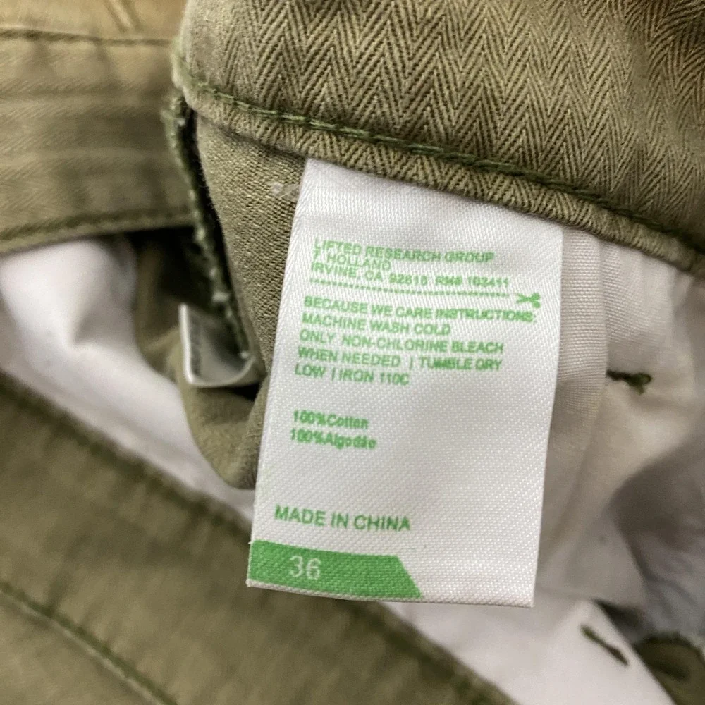 Lifted‎ Research Group Pants Mens 36x30 Green Cargo Ankle Zip Herringbone Grunge